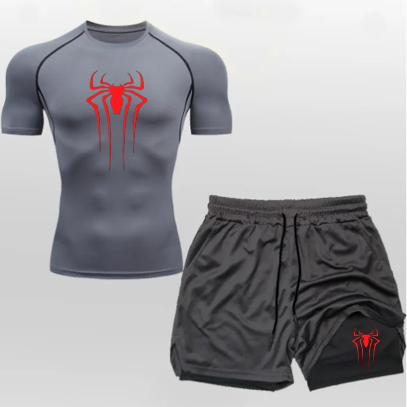 FitFlow™ Compression Shirt & Shorts Fitness Gym Workout